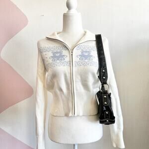 Teddy Bear Zip Up‎ Sweater, Soft Girl Cozycore Tumblr Kawaii Clean Girl Medium